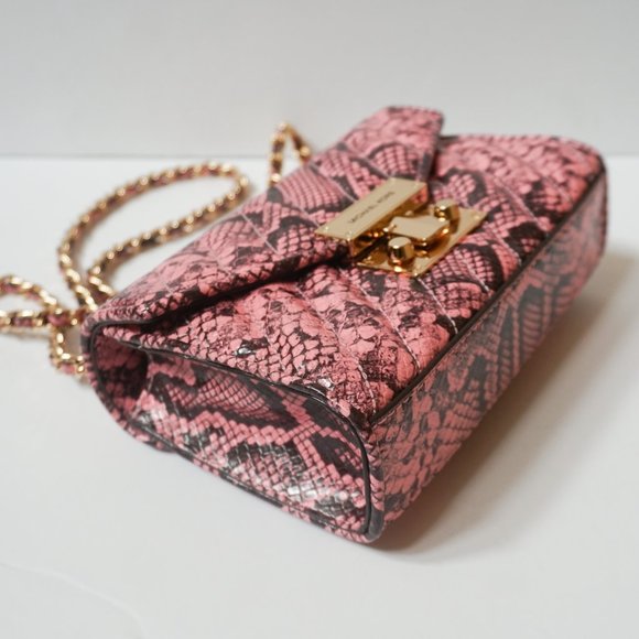 Michael Kors Rose Small MINI Crossbody Bag  Exotic Embossed Leather Pink - Picture 8 of 14